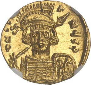 Constantine IV (668-685). Solidus, with Heraclius and Tiberius, 3rd type ND (674-680), Constantinople, 4th officina.