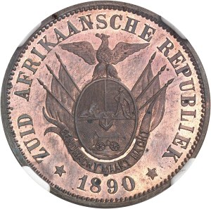 South Africa (Republic of). 1 penny, for L. C. Lauer in Nuremberg, Flan bruni (PROOF) 1890, Berlin (Otto Nolte et C°).