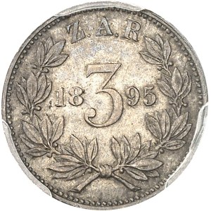 Afrique du sud (République d’). 3 pence 1895.