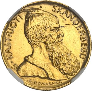 Ahmed Zogu, president (1925-1928). 20 franga ari Skanderberg 1927, V, Vienna.