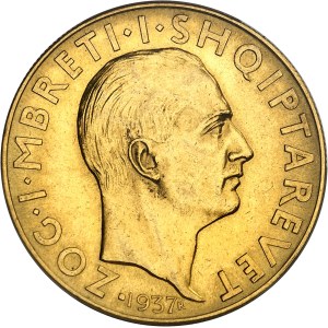 Zog Ier (1/9/1928-1939). 100 franga ari, 25e anniversaire de l’indépendance 1937, R, Rome.