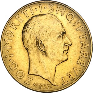 Zog I (1/9/1928-1939). 100 franga ari, 25th anniversary of independence 1937, R, Rome.