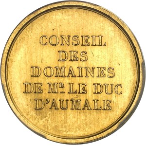 Second Empire / Napoléon III (1852-1870). Jeton d’Or du Conseil des domaines de Monsieur le Duc d’Aumale, ancien gouverneur d’Algérie ND (1860-1879), Paris.