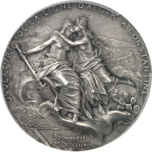 IIIe République (1870-1940). Médaille, ouverture de la ligne Alger-Constantine, par O. Roty, Frappe spéciale (SP) 1886, Paris.