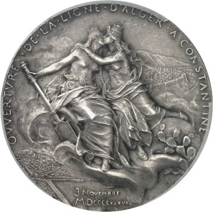 IIIe République (1870-1940). Medal, opening of the Algiers-Constantine line, by O. Roty, Frappe spéciale (SP) 1886, Paris.