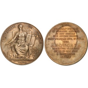 IIIe République (1870-1940). Paire de médailles argent et bronze, école de droit d’Alger, par Alphée Dubois 1906 et 1907 (modèle de 1879), Paris.