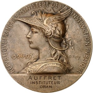 IIIe République (1870-1940). Médaille, instruction primaire, par Oscar Roty 1907 (modèle de 1896), Paris.
