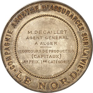 IIIe République (1870-1940). Medal, Assurances le Nord, production competition (capital), 1st prize, to M. Decaillet ND (c.1933), Paris.