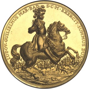 Baden, Louis Wilhelm (1677-1707). Medal in the module of 20 ducats, 300th anniversary of Margrave Ludwig Wilhelm and the Peace of Rastatt, burnished blank (PROOF) 1955.