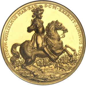 Bade, Louis Guillaume (1677-1707). Médaille au module de 20 ducats, 300e anniversaire du margrave Louis Guillaume et de la Paix de Rastatt, Flan bruni (PROOF) 1955.