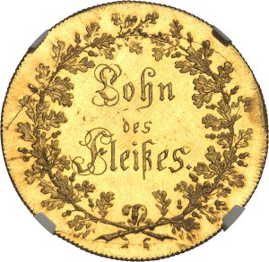 Bavaria, Maximilian I (IV) Joseph (1799-1806-1825). Multiple of 5 ducats or 1/2 thaler in Gold, ND school prize (1803-1805), Munich.