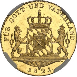 Bavière, Maximilien I (IV) Joseph (1799-1806-1825). Ducat, d’aspect Flan bruni (PROOFLIKE) 1821, Munich.