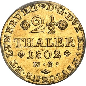 Brunswick-Wolfenbüttel, Charles Guillaume Ferdinand (1780-1806). 2 1/2 thaler en Or 1802 MC.