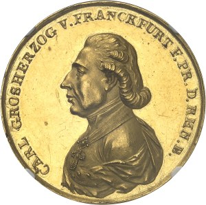 Confederation of the Rhine, Charles-Théodore de Dalberg (1806-1813). Gold medal, module of 10 ducats, creation of the Grand Duchy of Frankfurt and obtaining the office of Prince Primate of the Rhine Confederation, unsigned (J. C. Reich?), Flan bru aspect.