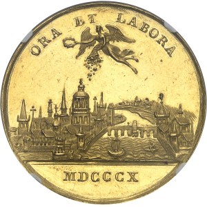 Confédération du Rhin, Charles-Théodore de Dalberg (1806-1813). Médaille d’Or, au module de 10 ducats, création du Grand-duché de Francfort et obtention de la charge de Prince Primat de la Confédération rhénane, non signée (J. C. Reich ?), aspect Flan bru