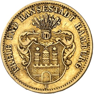 Hambourg (ville impériale de). 10 mark, 1er type 1873, B, Hanovre.