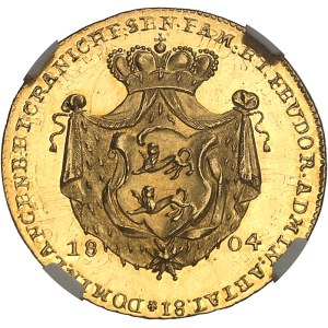 Hohenlohe-Neuenstein-Oehringen, Louis Frédéric Charles (1765-1805). Ducat commémoratif, anniversaire des 81 ans du Prince, d’aspect Flan bruni (PROOFLIKE) 1804, Nuremberg.
