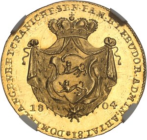 Hohenlohe-Neuenstein-Oehringen, Louis Frédéric Charles (1765-1805). Commemorative duchy, the Prince's 81st birthday, in burnished flan (PROOFLIKE) 1804, Nuremberg.