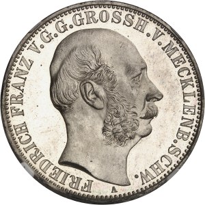 Mecklenbourg-Schwerin, Frédéric François II (1842-1883). Thaler commémoratif, 25e anniversaire du règne, aspect Flan bruni (PROOFLIKE) 1867, A, Berlin.