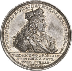Prussia, Frederick I (1701-1713). Medal, coronation of Frederick I, King in Prussia, by himself in Königsberg on January 18, 1701, by G. Hautsch and G. F. Nürnberger 1701.