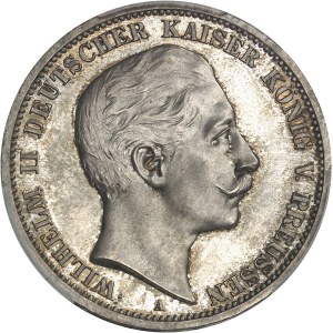 Prusse, Guillaume II (1888-1918). Essai de 3 (drei) mark, Frappe spéciale (SP) 1905, A, Berlin.