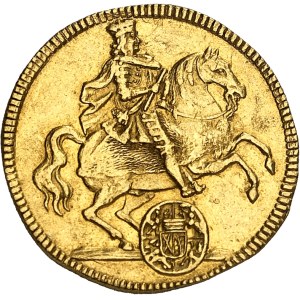 Saxe, Frédéric-Auguste Ier, dit le Fort (1709-1733). Ducat commémoratif, vicariat impérial MDCCXI (1711), Dresde.
