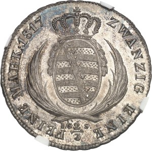 Saxe, Frédéric-Auguste Ier (1806-1827). 2/3 de thaler 1817 IGS, Dresde.