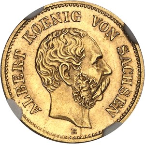 Saxe, Albert (1873-1902). 5 mark 1877, E, Muldenhutten.