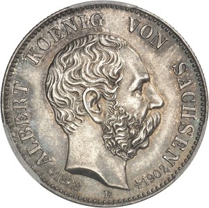Saxony, Albert (1873-1902). 2 (zwei) mark, death of King Albert 1902, E, Muldenhutten.