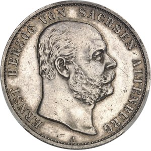 Saxe-Altenburg, Ernst I (1853-1908). 2 (zwei) mark, nouveau monnayage unifié, Flan bruni (PROOF) 1901, A, Berlin.