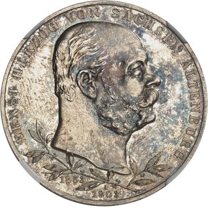 Saxe-Altenburg, Ernst I (1853-1908). 5 (fünf) mark pour le Jubilé d’or, Flan bruni (PROOF) 1903, A, Berlin.