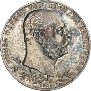 Saxe-Altenburg, Ernst I (1853-1908). 5 (fünf) mark for the Golden Jubilee, burnished flan (PROOF) 1903, A, Berlin.
