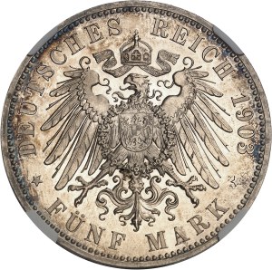 Saxe-Altenburg, Ernst I (1853-1908). 5 (fünf) mark for the Golden Jubilee, burnished flan (PROOF) 1903, A, Berlin.