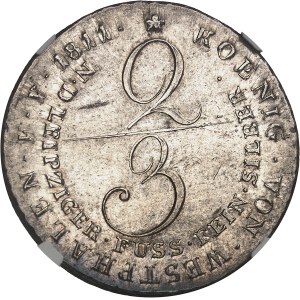 Westphalie, Jérôme Napoléon (1807-1813). 2/3 de thaler 1811, C, Clausthal.