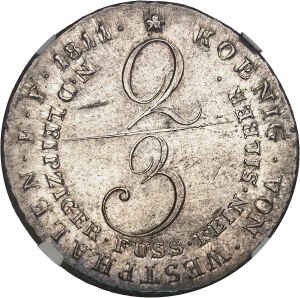 Westphalia, Jerome Napoleon (1807-1813). 2/3 thaler 1811, C, Clausthal.