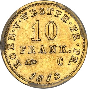 Westphalia, Jerome Napoleon (1807-1813). 10 franken Or 1813, C, Paris.
