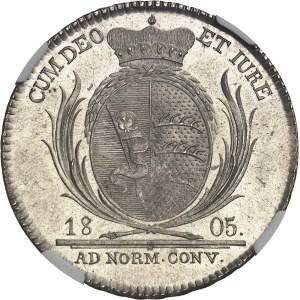 Wurtemberg, Frédéric II, Duc et Électeur (1803-1805). Demi-thaler de convention 1805 ILW.