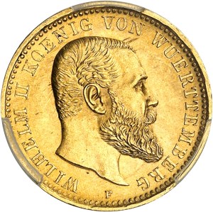 Württemberg, Wilhelm II (1891-1918). 10 mark 1907, F, Stuttgart.