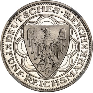 République de Weimar (Empire allemand) (1918-1933). 5 (fünf) mark pour les cent ans du Port de Bremerhaven, Flan bruni (PROOF) 1927, A, Berlin.
