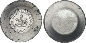 Federal Republic (since 1949). Single-sided test pair of 5 pfennig on wide aluminum blanks, Special Strikes (SP) 1949, F, Stuttgart.