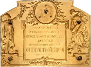 Republic. Gold uniface plaque, Buenos Aires Chamber of Commerce, with attribution, by Guttuzzopiana 1935, Buenos Aires.