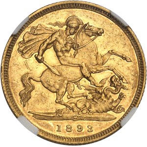 Victoria (1837-1901). Demi-souverain 1893, M, Melbourne.