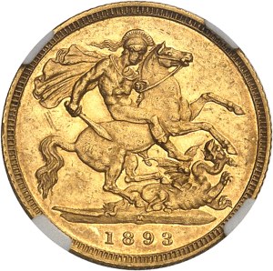 Victoria (1837-1901). Half-sovereign 1893, M, Melbourne.