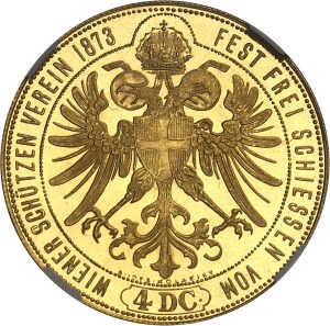 Franz Joseph I (1848-1916). Commemorative mintage of 4 ducats, Vienna shooting festival 1873, flan burnished (PROOFLIKE) 1873 (1973).