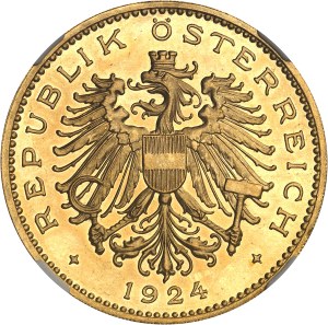 Republic (1918-1938). 100 kronen, flan burnished (PROOFLIKE) 1924, Vienna.