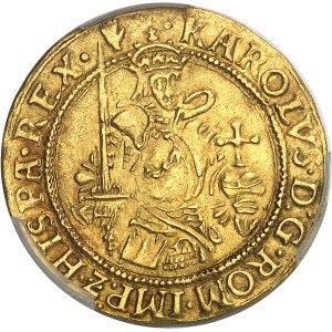 Brabant (duché de), Charles Quint (1506-1555). Réal d’or ND (1521), Main, Anvers.