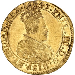 Brabant (duché de), Philippe IV (1621-1665). Double souverain au col plat 1643, Anvers.