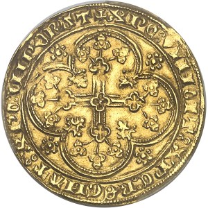 Flandres (comté de), Philippe le Hardi (1384-1404). Écu d’or à la chaise et au lion ND, Gand ou Malines.
