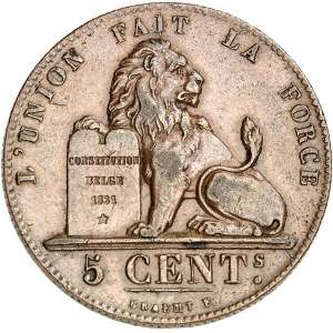 Léopold Ier (1831-1865). 5 centimes au lion 1860, Bruxelles.