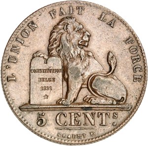 Leopold I (1831-1865). 5 centimes with lion 1860, Brussels.